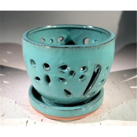 PAISAJE Ceramic Orchid Pot, Light Blue - Round PA2529709